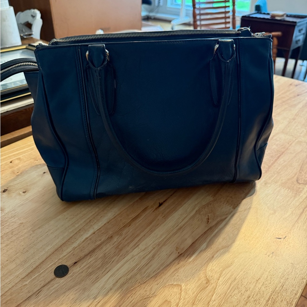 2013 Coach Navy Blue Python Embossed Large Harper… - image 5